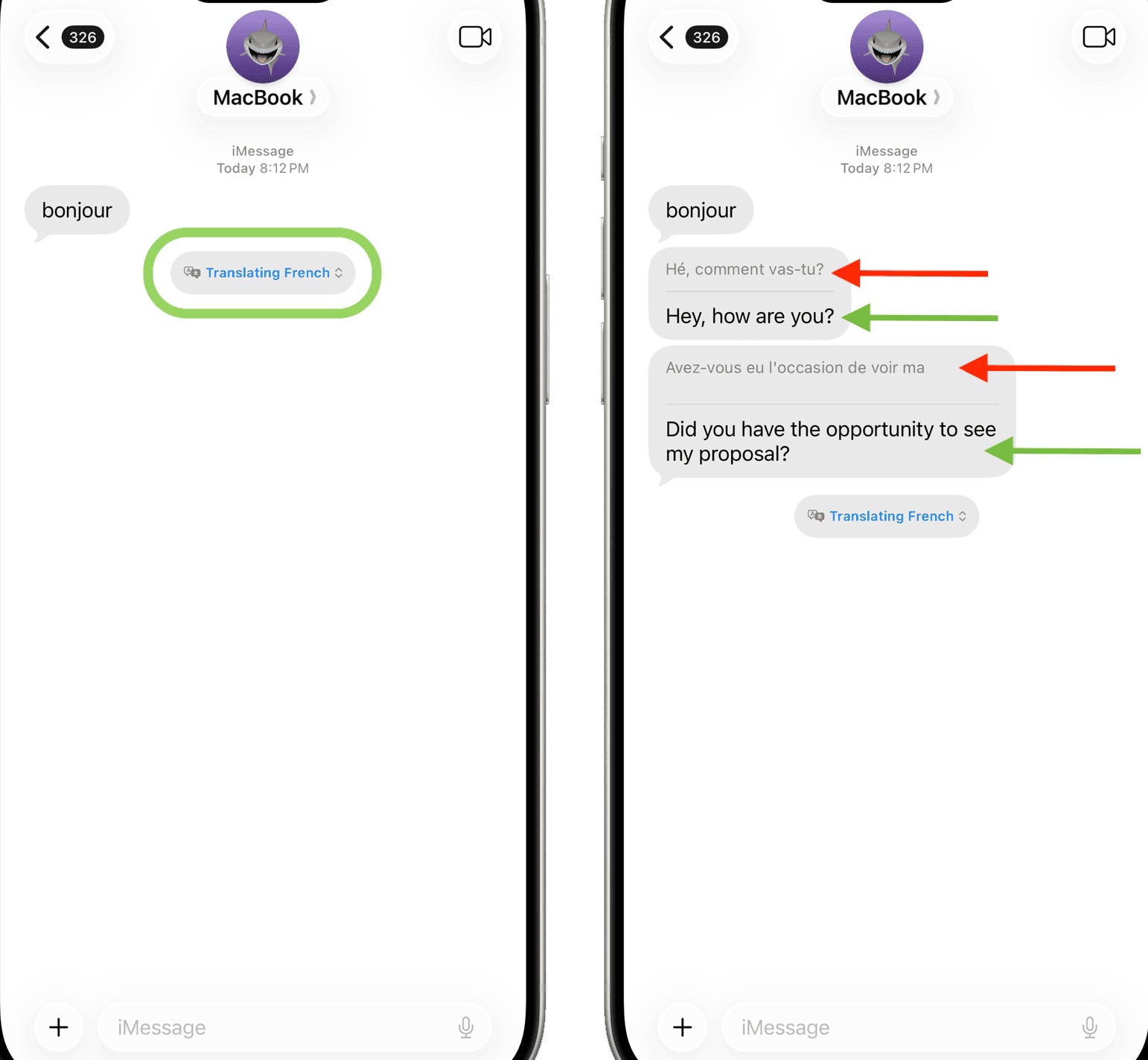 How to use the translation feature in Messages on iPhone Picture 5
