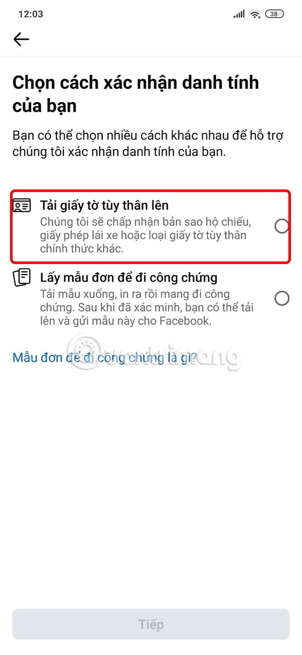 Instructions for verifying Facebook account identity Picture 12