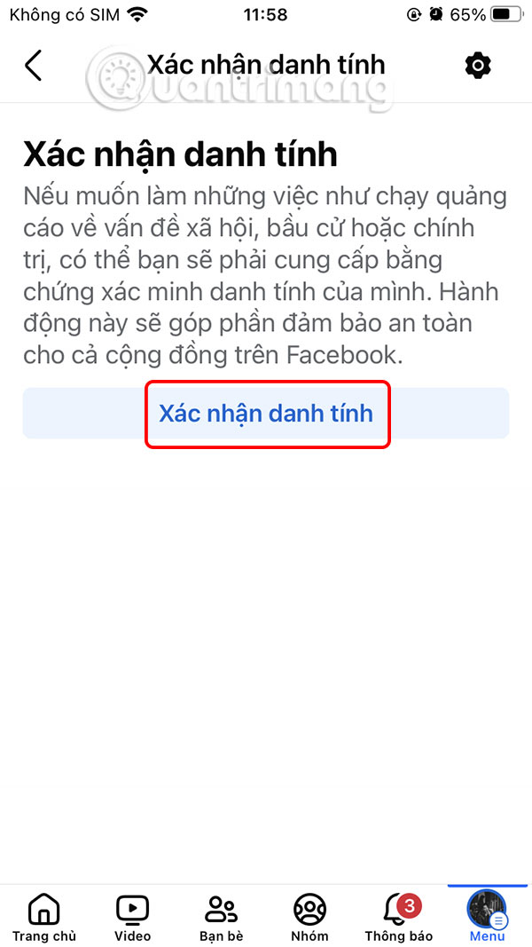 Instructions for verifying Facebook account identity Picture 6