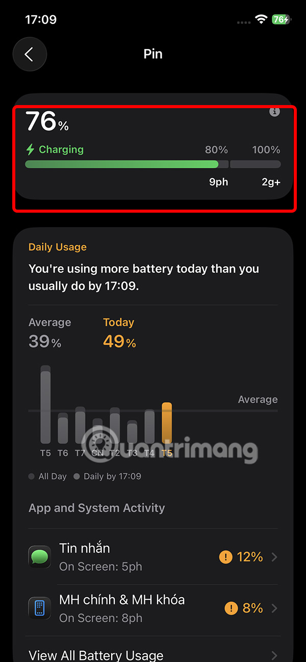 Instructions for viewing battery charging time on iOS 26 Picture 3