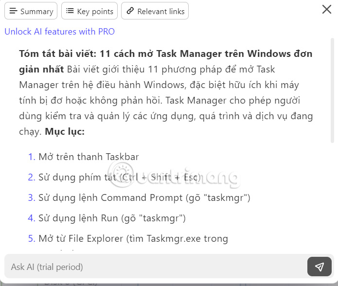 Instructions for viewing link summary content on Chrome Picture 8