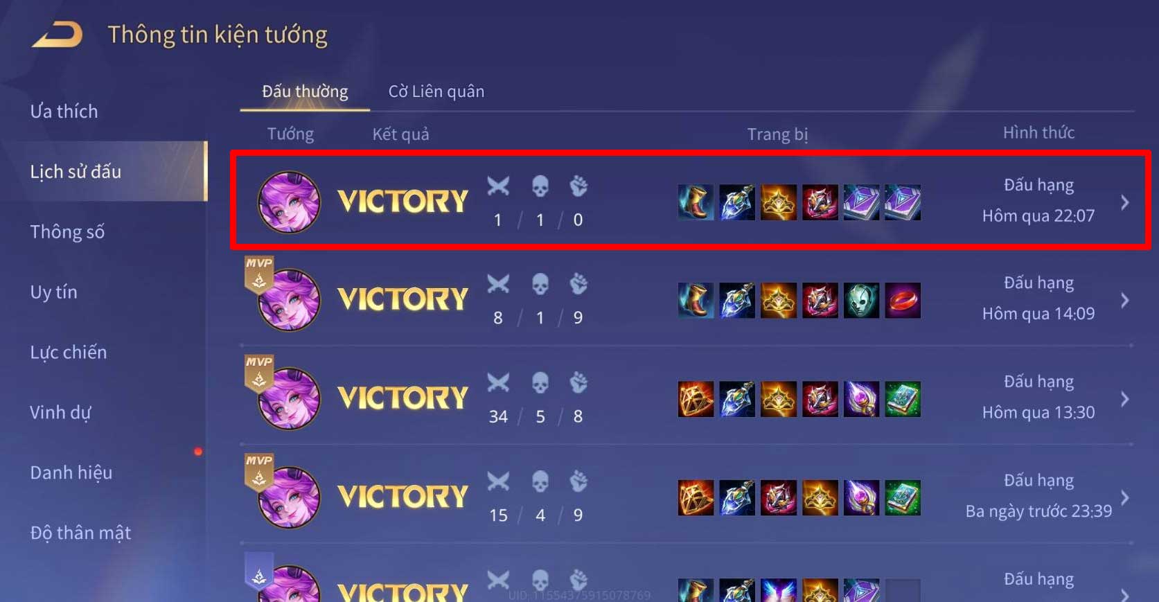 Instructions for viewing match history in Lien Quan Mobile Picture 2