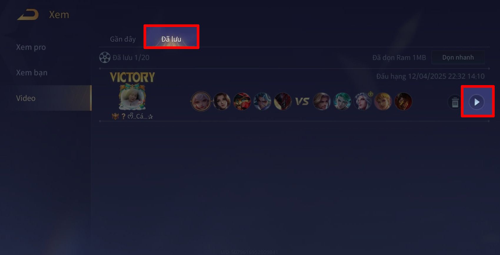 Instructions for viewing match history in Lien Quan Mobile Picture 4