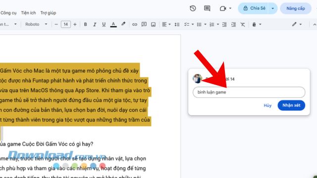 Instructions on adding comments and reviews in Google Docs Picture 2