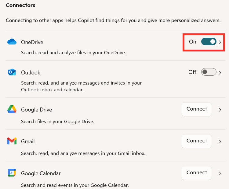 Picture 3 of Instructions on connecting Copilot with Gmail and OneDrive on Windows 11
