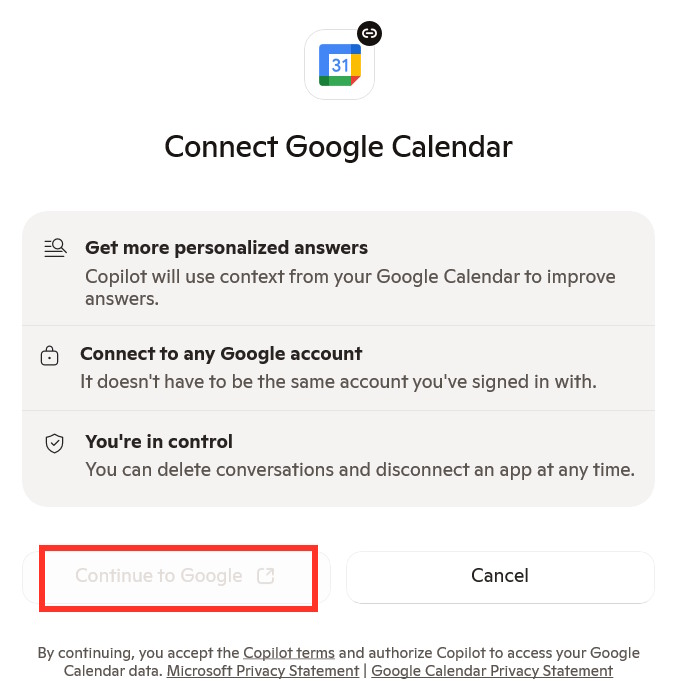 Picture 6 of Instructions on connecting Copilot with Gmail and OneDrive on Windows 11