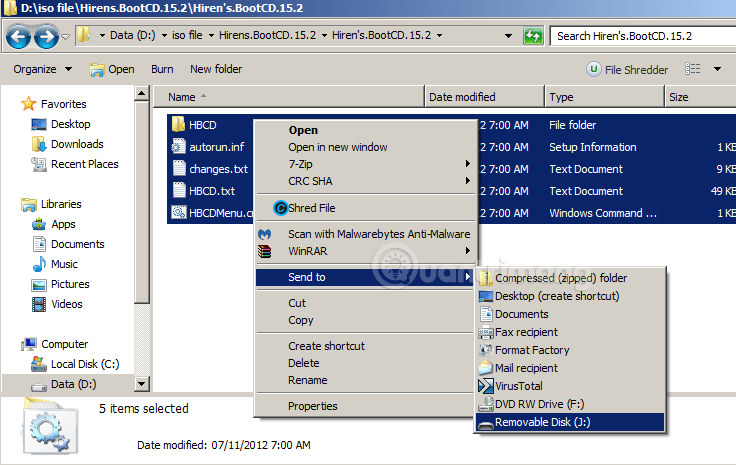 Picture 7 of Guide to quickly creating a bootable USB drive with Hiren's BootCD.
