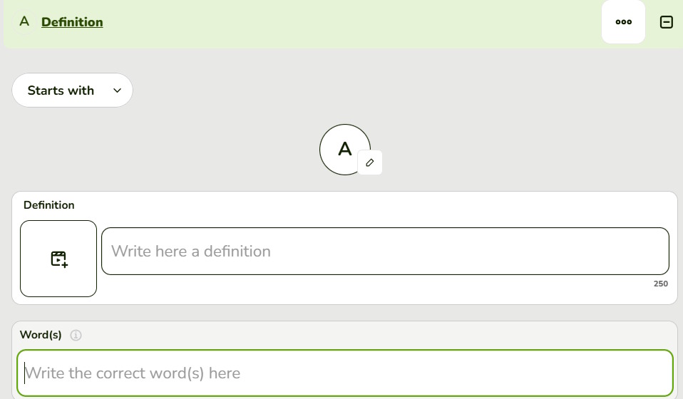 images 3 of Instructions on creating a word guessing game on Educaplay