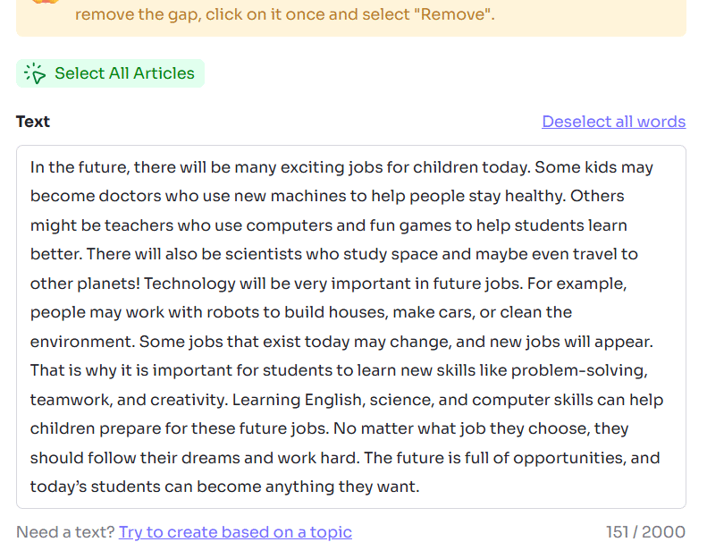 Picture 2 of Instructions on creating fill-in-the-blank exercises on Twee