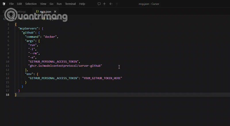 Picture 3 of Instructions on how to add a GitHub MCP Server to Cursor