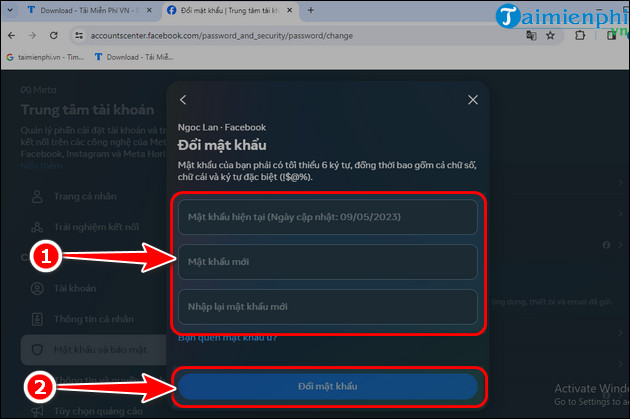 Picture 4 of Instructions on how to change your Facebook password on a computer or phone.