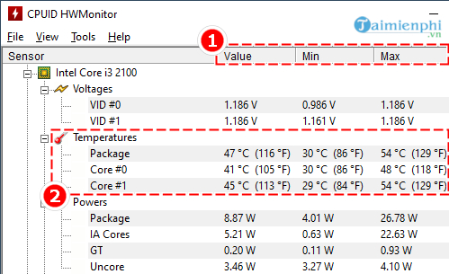 Picture 9 of Instructions on how to check CPU temperature using HWMonitor
