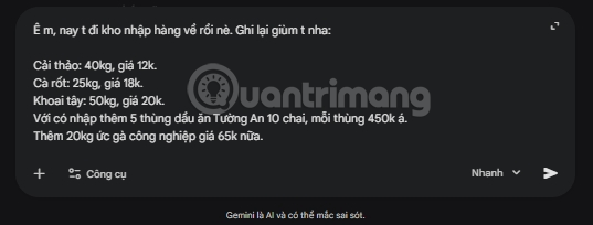 Instructions on how to create an Excel spreadsheet from text messages using just one AI prompt command. Picture 1