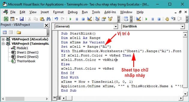 Instructions on how to create flashing text in Excel Picture 3