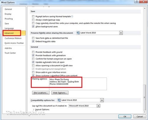 Instructions on how to create Labels, mailing labels in Word 2010 Picture 4