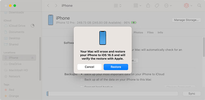 Instructions on how to downgrade iOS 26 to iOS 18 on iPhone. Picture 5