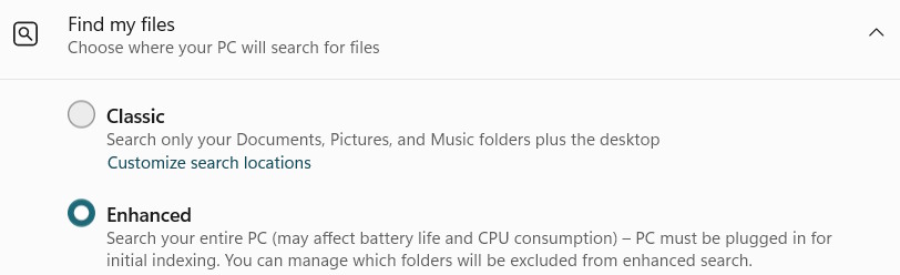 Instructions on enabling advanced search in Windows 11 Picture 3