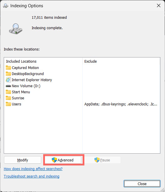 Instructions on enabling advanced search in Windows 11 Picture 6