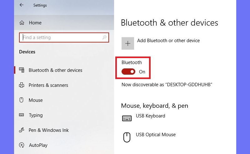 Picture 4 of Instructions on how to enable Bluetooth on TVs and laptops running Windows 7 and Windows 10.