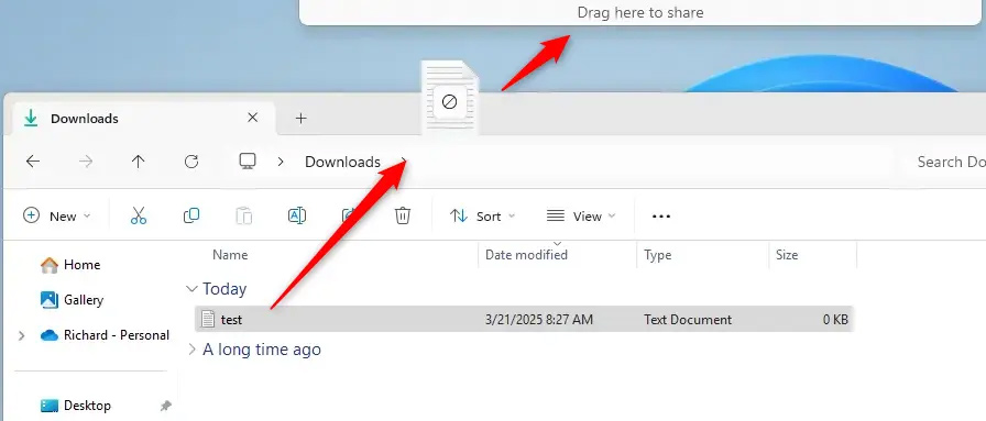 Instructions on enabling drag-and-drop file functionality in Windows 11 Picture 1