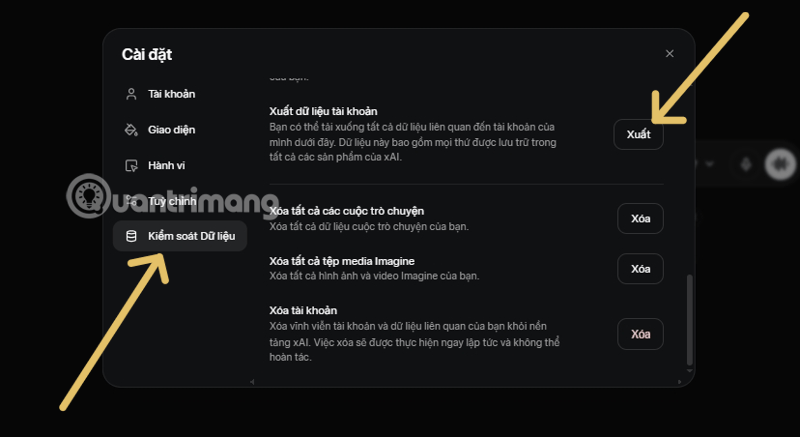 Instructions for exporting Grok AI chat history Picture 2