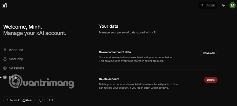 Instructions for exporting Grok AI chat history Picture 3