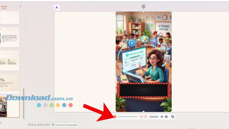 Video inserted and ready to play on a WPS slide