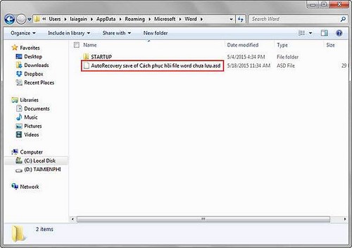 Picture 3 of Instructions on how to recover unsaved Word files.