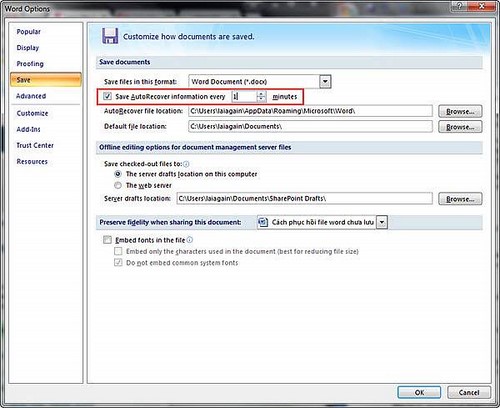 Picture 4 of Instructions on how to recover unsaved Word files.