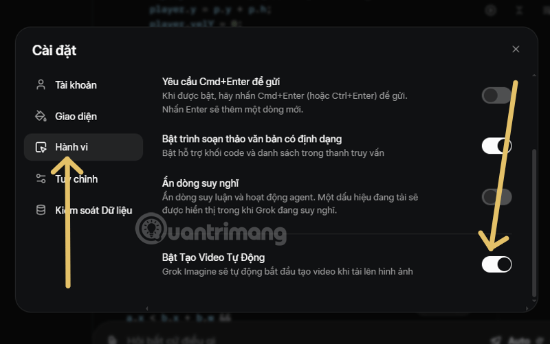 Instructions on how to disable the automatic video creation feature in Grok. Picture 2