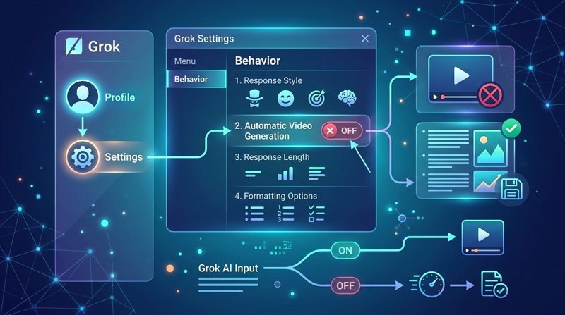 Instructions on how to disable the automatic video creation feature in Grok. Picture 3