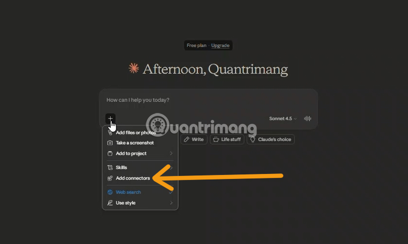 Instructions on using the Connectors feature in Claude AI. Picture 2