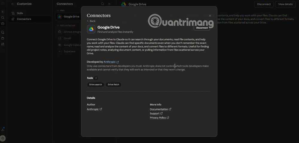 Instructions on using the Connectors feature in Claude AI. Picture 5