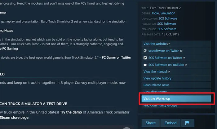 Instructions on installing mods in Euro Truck Simulator 2 Picture 1