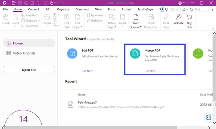 Instructions on merging PDF files using Foxit PDF Reader Picture 1