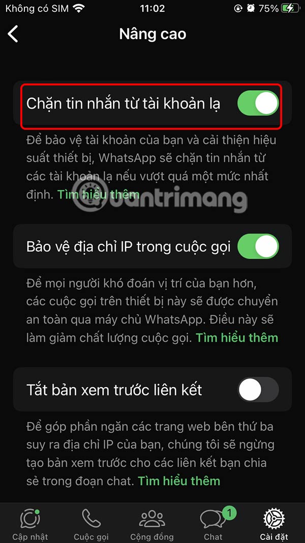 Instructions to block messages from strange WhatsApp accounts Picture 5