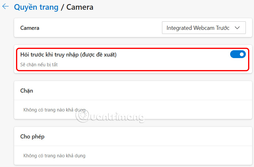 Instructions to block websites from accessing the camera on Edge Picture 4