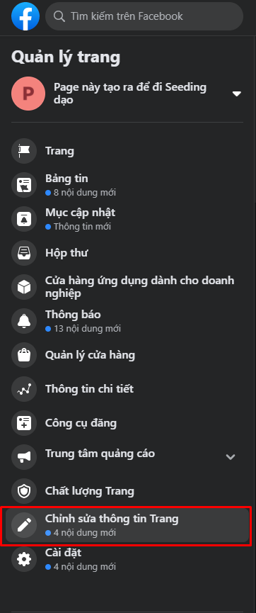 Instructions to change Facebook Fanpage name on computer, phone Picture 2