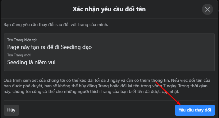Instructions to change Facebook Fanpage name on computer, phone Picture 4