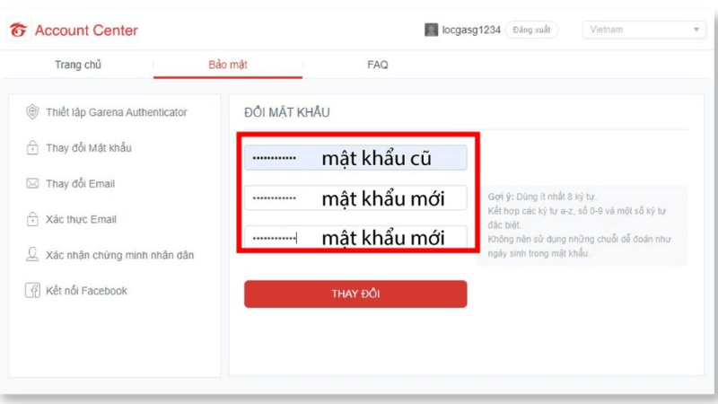 Instructions to change Garena password quickly and easily Picture 3