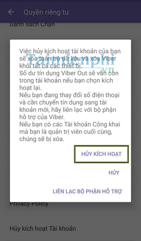 Instructions to delete Viber account on phone and computer Picture 3