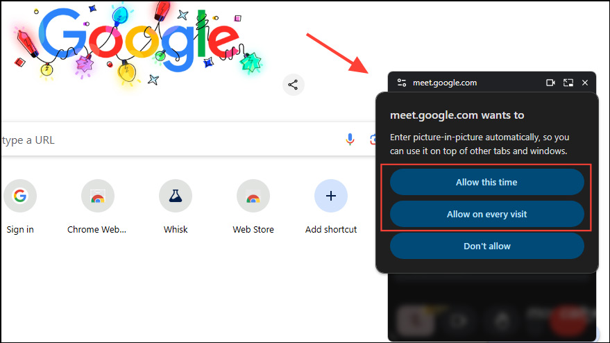 Instructions to enable automatic Picture-in-Picture on Chrome Picture 5