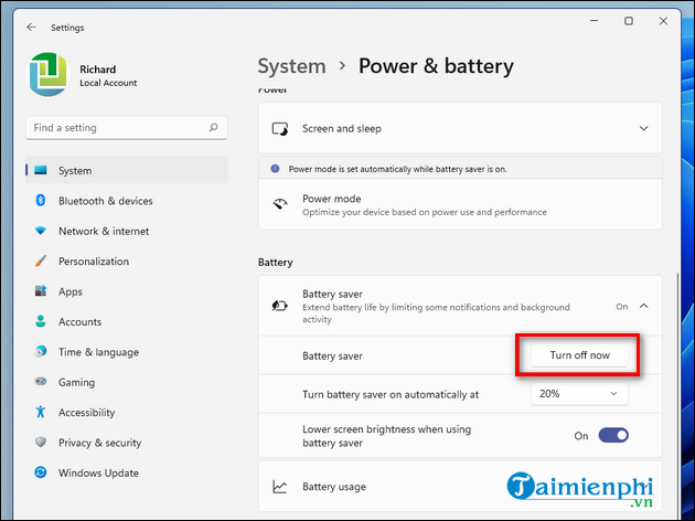 Instructions to enable battery saving mode on Windows 11 Picture 6