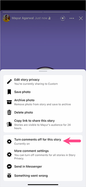 Instructions to turn off Facebook Story comments Picture 3