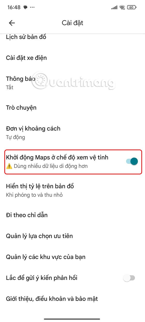 Instructions to turn off satellite view when opening Google Maps Picture 3