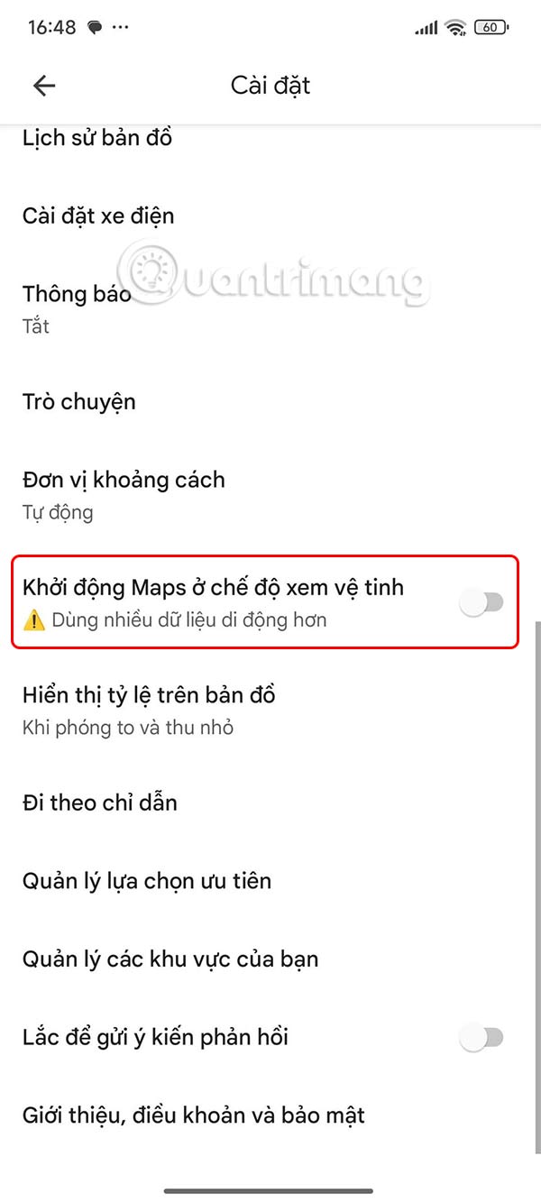 Instructions to turn off satellite view when opening Google Maps Picture 4