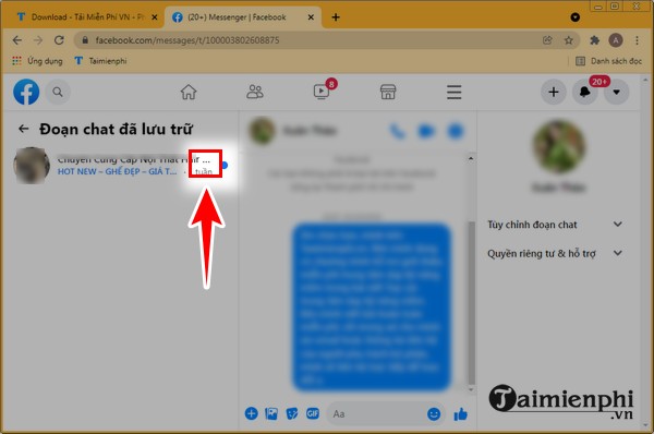 Instructions to unarchive Messenger messages Picture 7