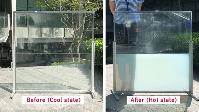The invention of liquid windows allows for light control, heat absorption, and excellent sound insulation. Picture 1