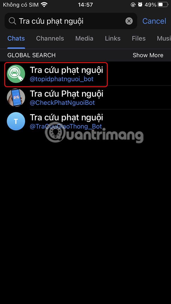 Latest instructions for looking up fines on Telegram Picture 1