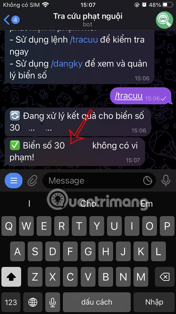 Latest instructions for looking up fines on Telegram Picture 10